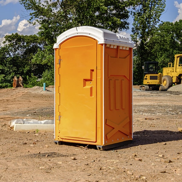 how often are the portable restrooms cleaned and serviced during a rental period in White Shield